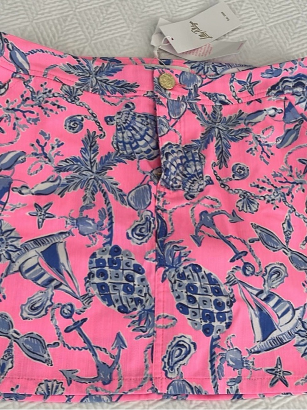 Lilly Pulitzer Neon Pink Skort with Pink/Navy Tropical Print